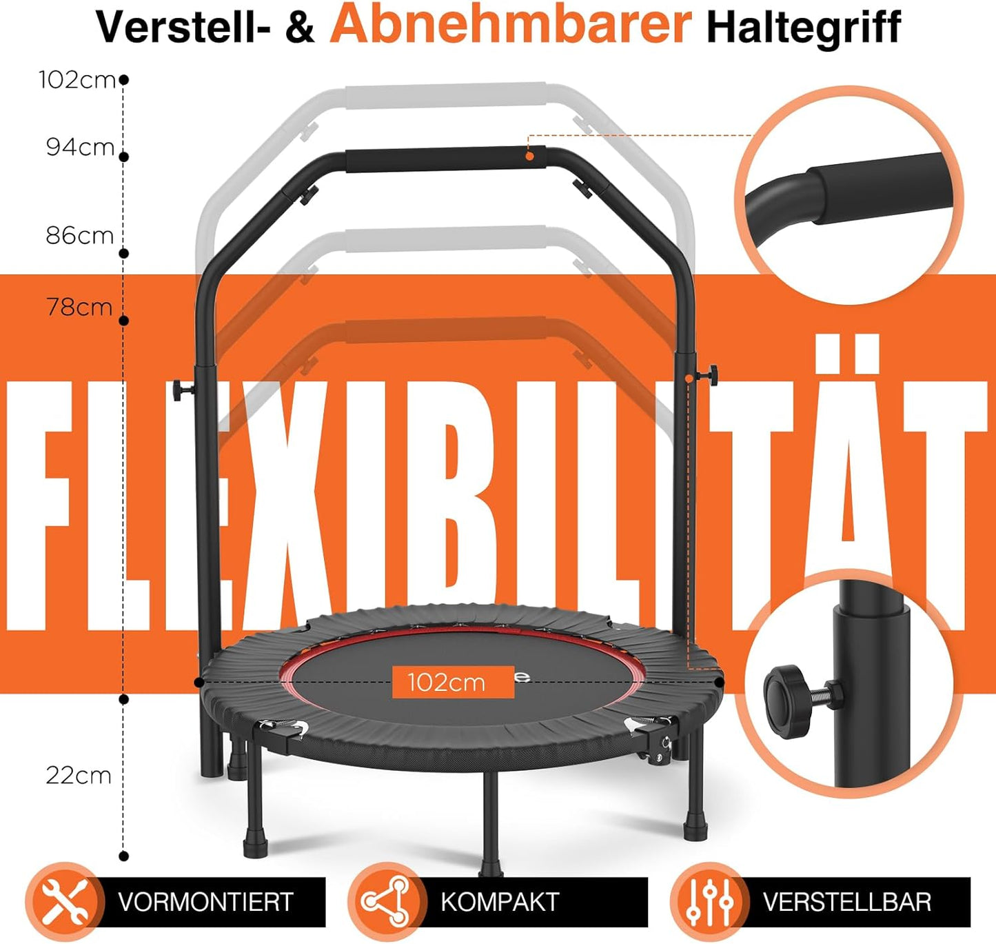Fitness Indoor Trampolin klappbar mit Handgriff