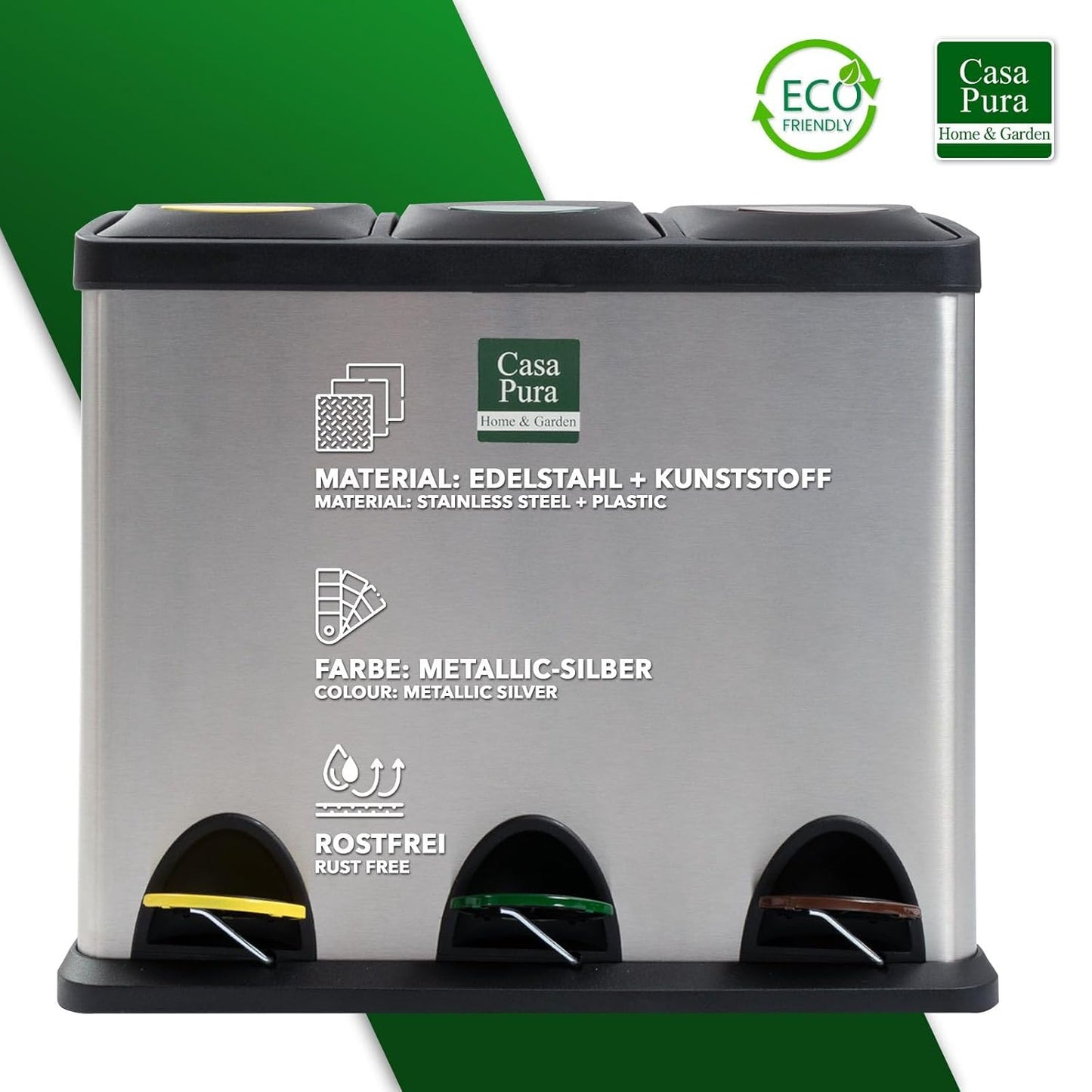 3-Kammer-Mülleimer inkl. 15 Müllbeutel, 3 Kammern | 24 Liter