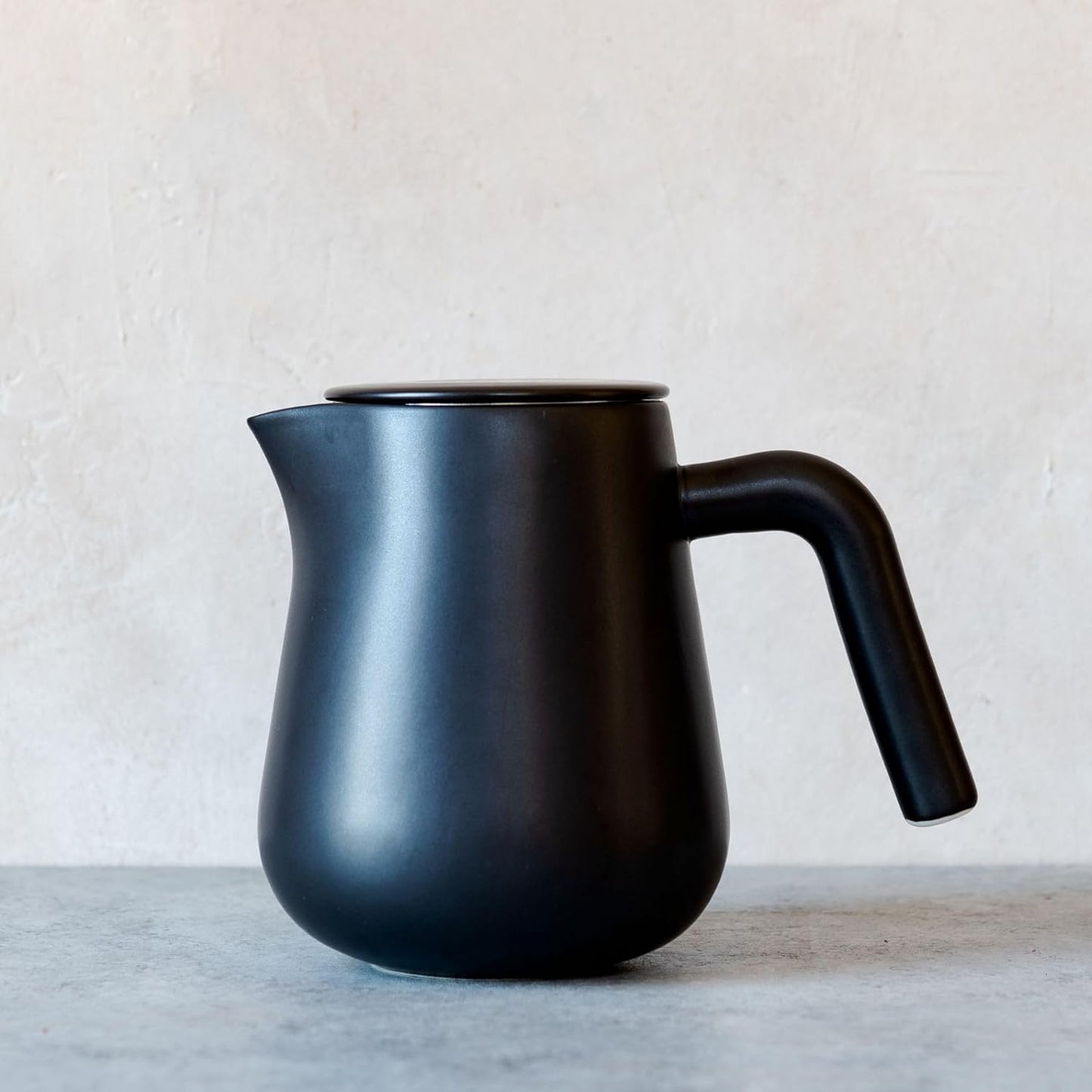 Porzellan Kaffeekanne mit Edelstahlfilter, Matt Black 0,8 Liter