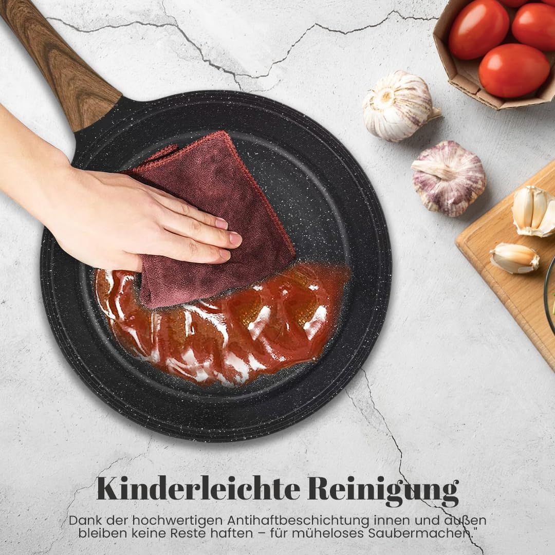 Keramik Antihaft-Pfannenset (3-teilig) Induktion geeignet, Schwarz Keramik-Pfannenset