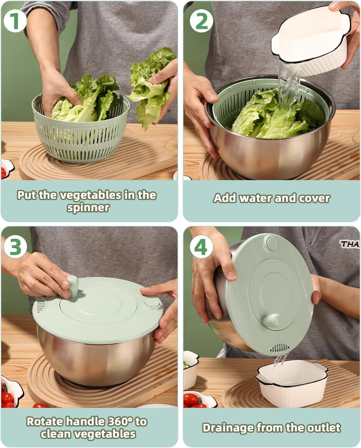 Salatschleuder mit Schneide-Set