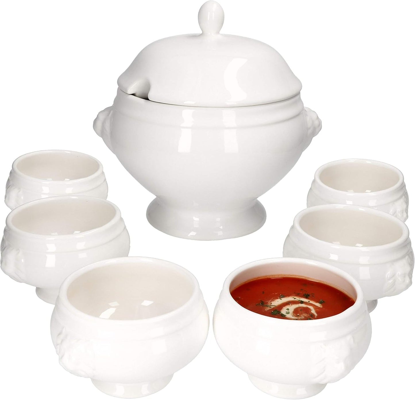 7-teiliges Suppenterrine-Set mit Löwenkopf