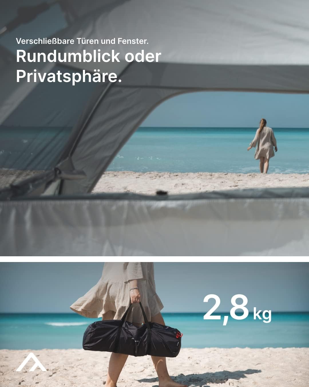 Quick Palm Strandmuschel mit UV-Schutz (UV80), Hellgrau