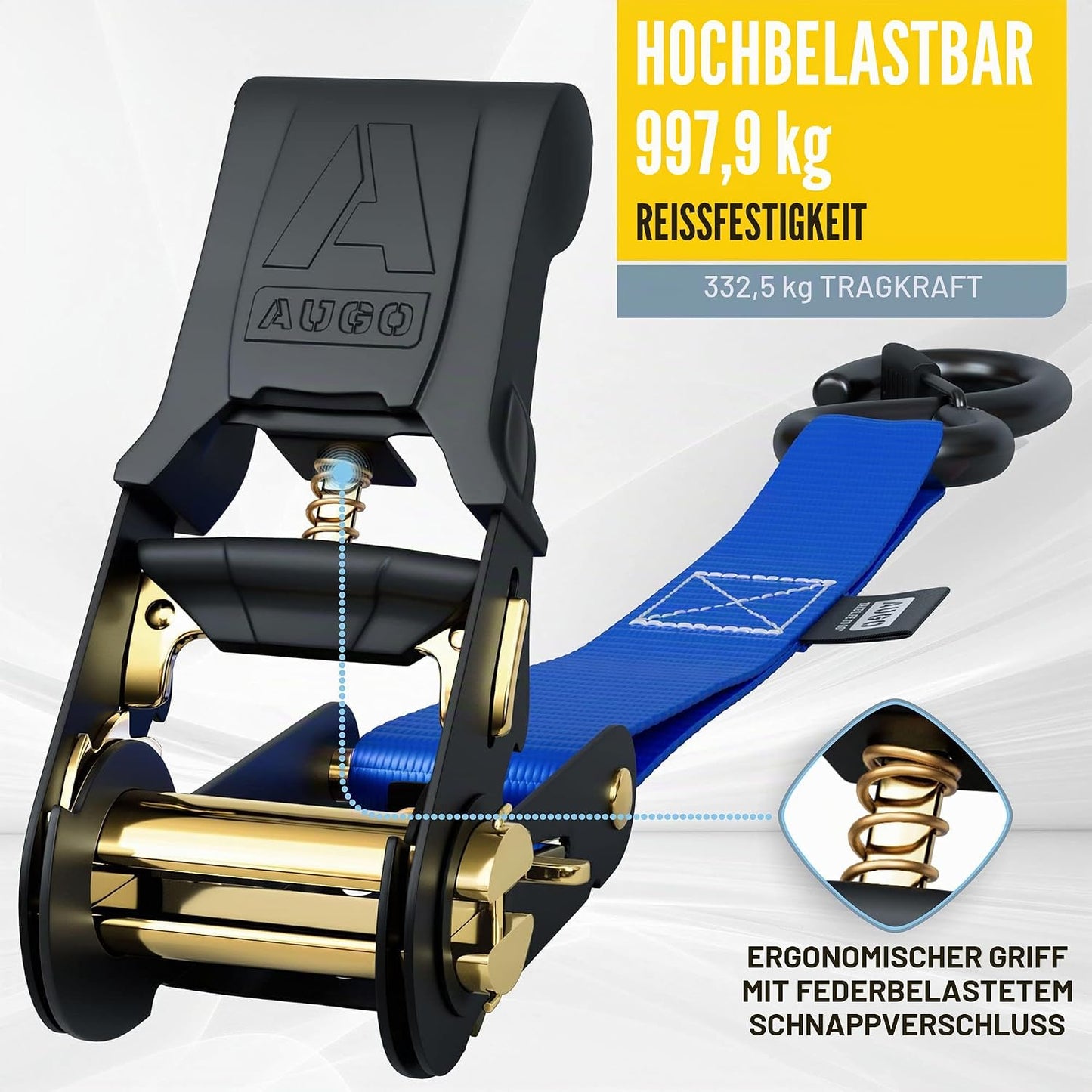 Spanngurte mit Ratsche-Set, 1000 kg, Blue 4 Pack - 1000 KG