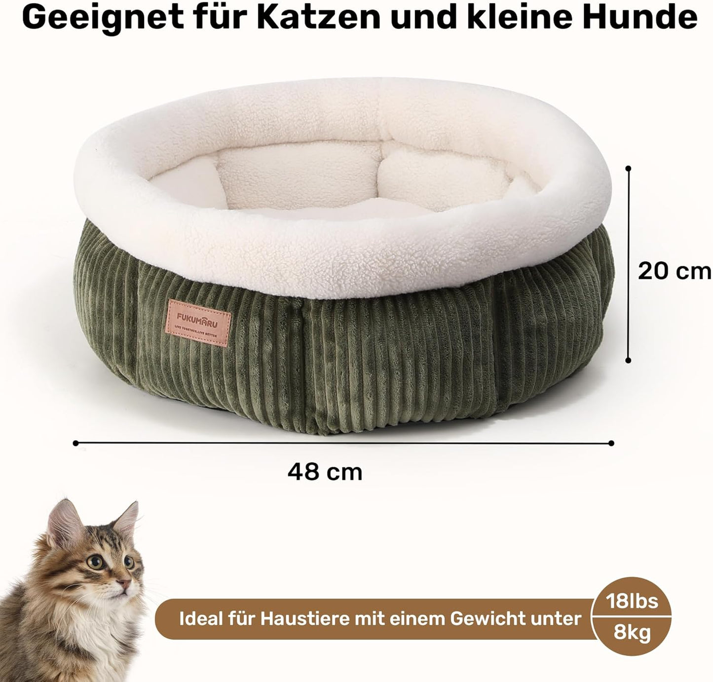 Katzenbett waschbar mit erhöhtem Rand, grün