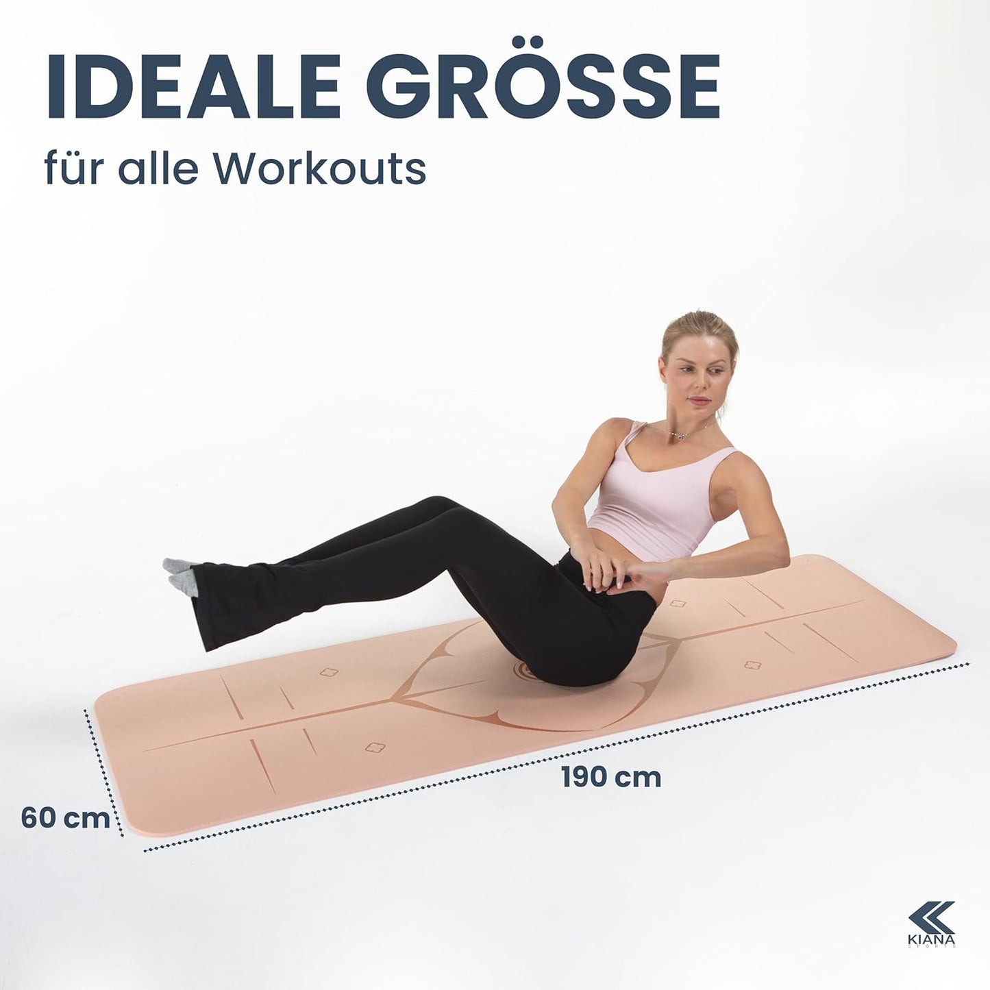 Gymnastikmatte mit Tragegurt, Dick (1,5 cm) Braun