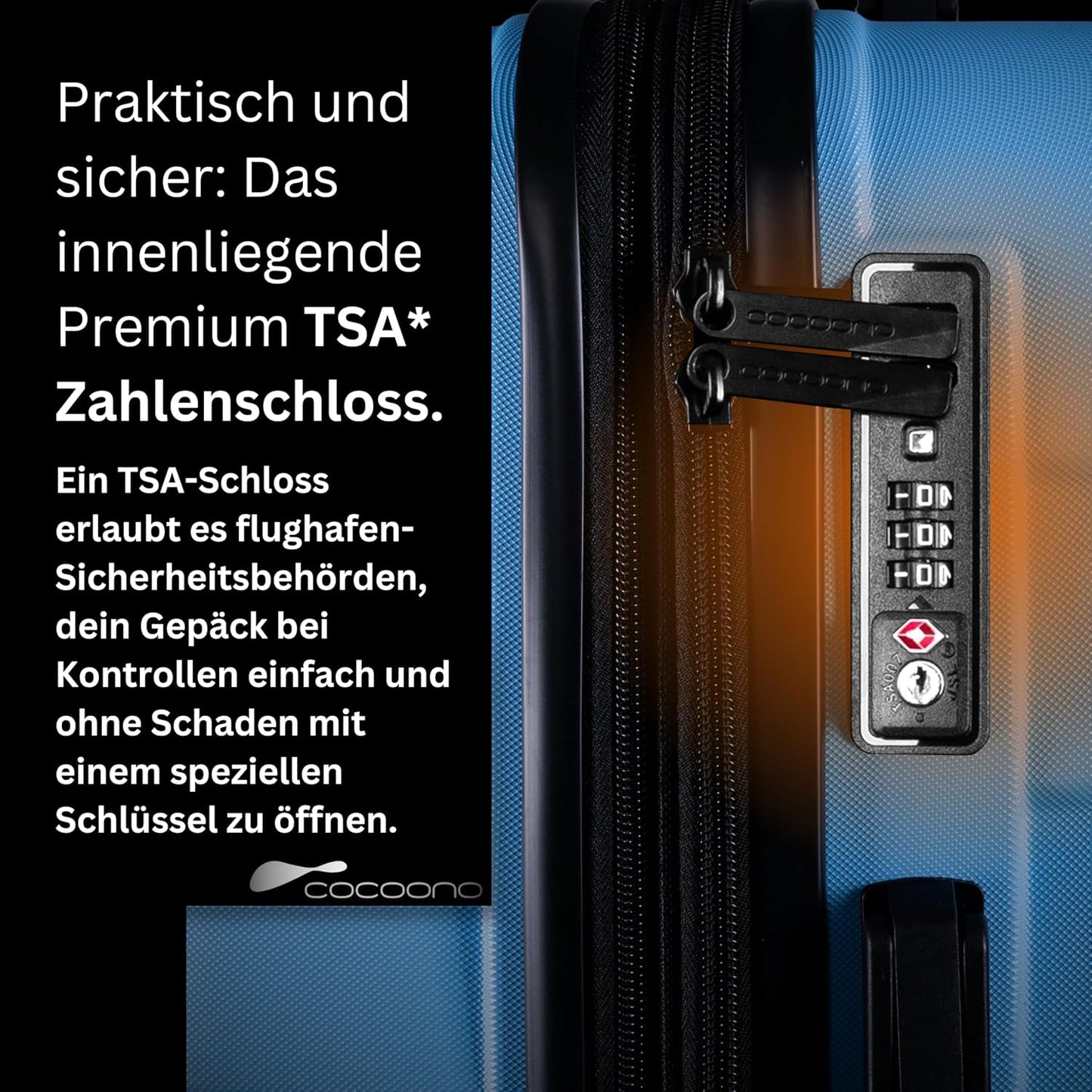 Handgepäckkoffer mit TSA-Schloss, Blau M