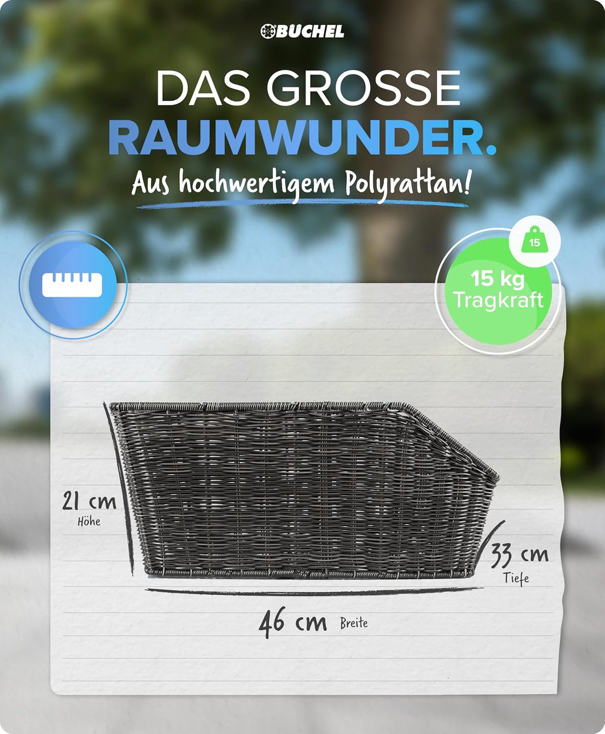 Fahrradkorb inkl. Befestigungsmaterial, grau Single