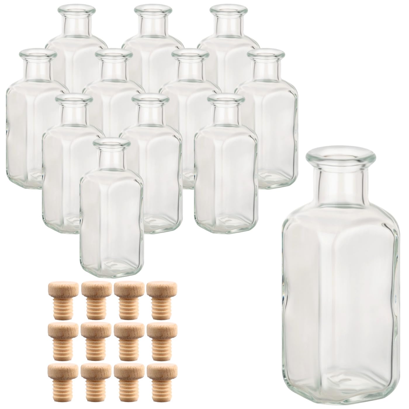 12er-Set Glasflaschen mit Korken, Hgkbraun 12 Stück