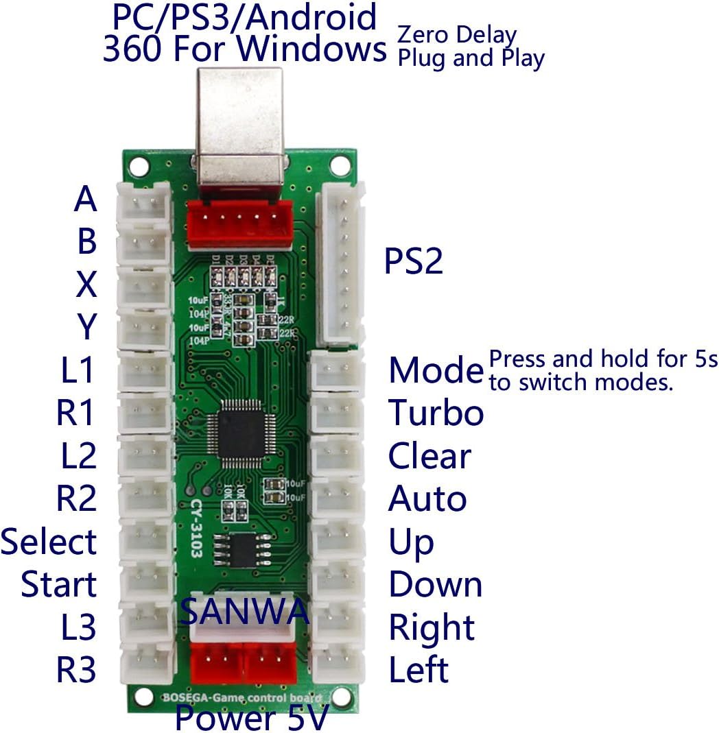 Arcade Game DIY Kit mit Zero Delay USB Encoder, black