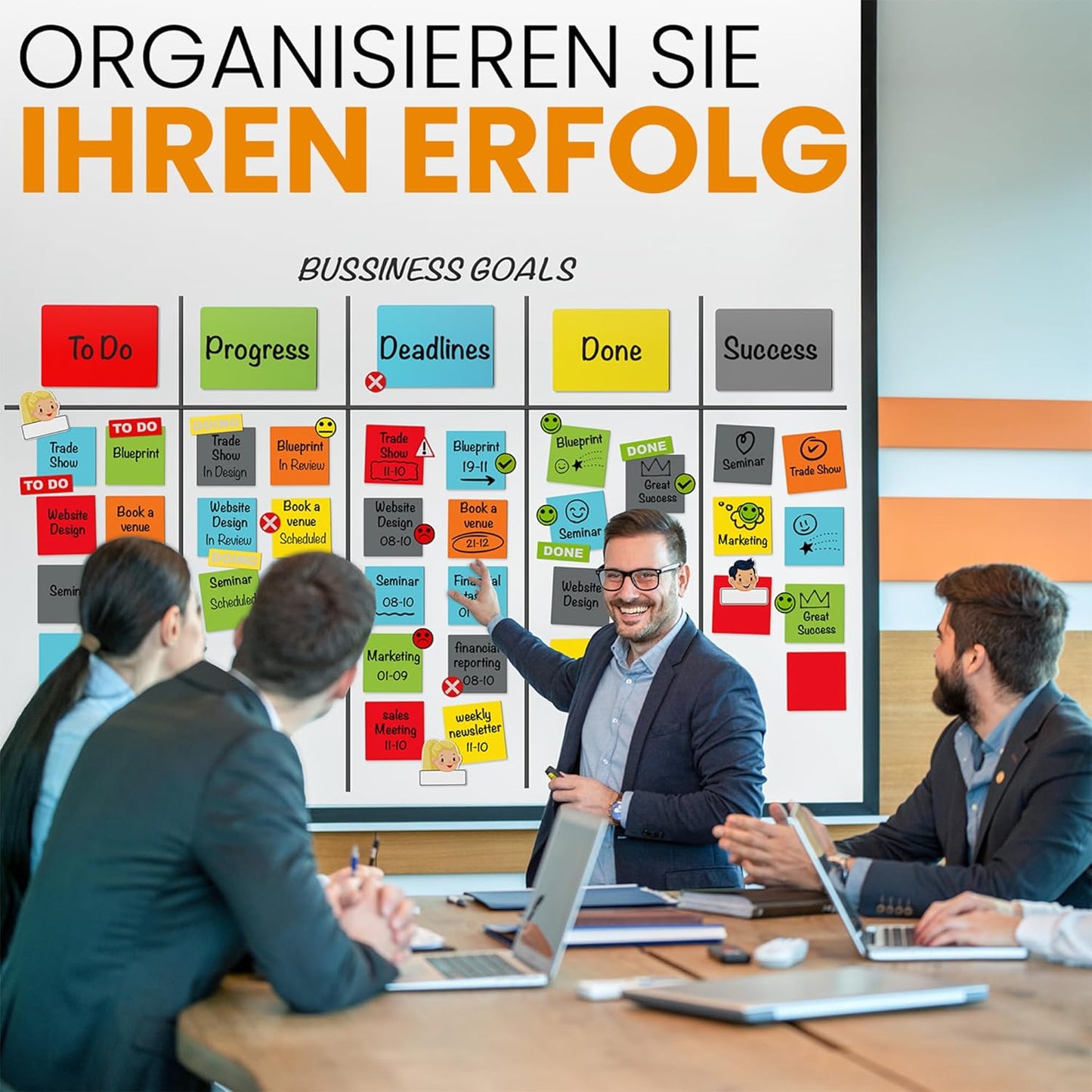 Beschreibbare Magnete & Zubehör für Scrum & Kanban, 416 Teile Set