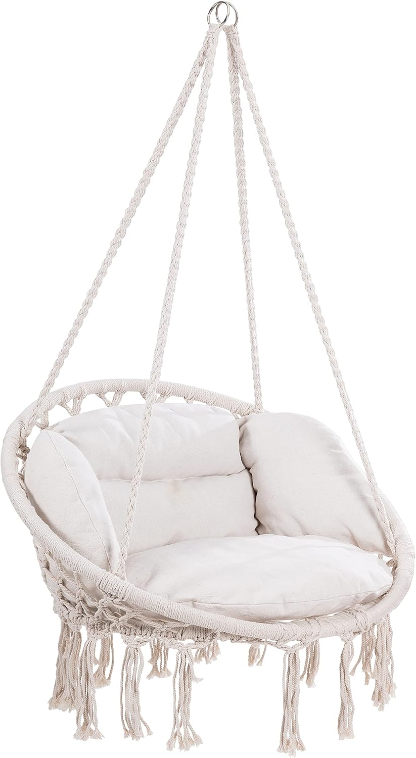 Hängesessel im Boho Stil, Creme