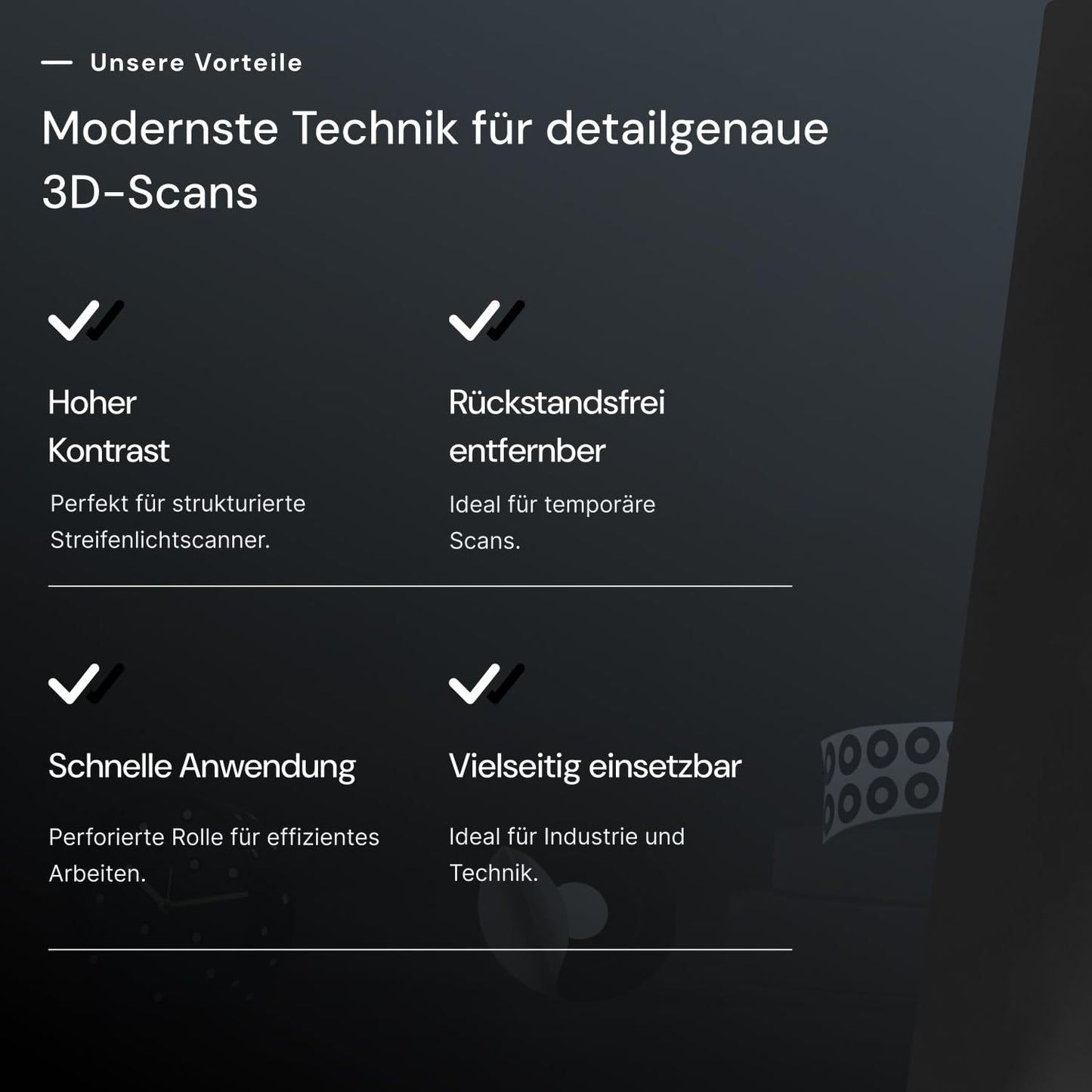 Weisse Referenzpunkte für 3D-Scanner, 1,5 mm Schwarz & Weiß