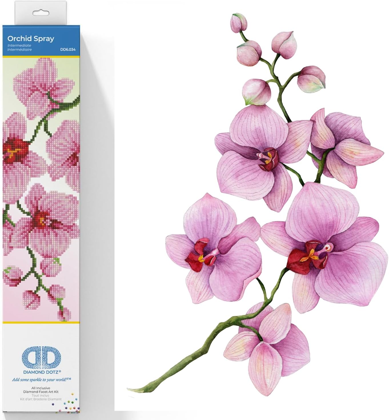Diamant-Malerei-Set Orchideenspray (37 x 27 cm), 37 x 27cm Orchideenspray