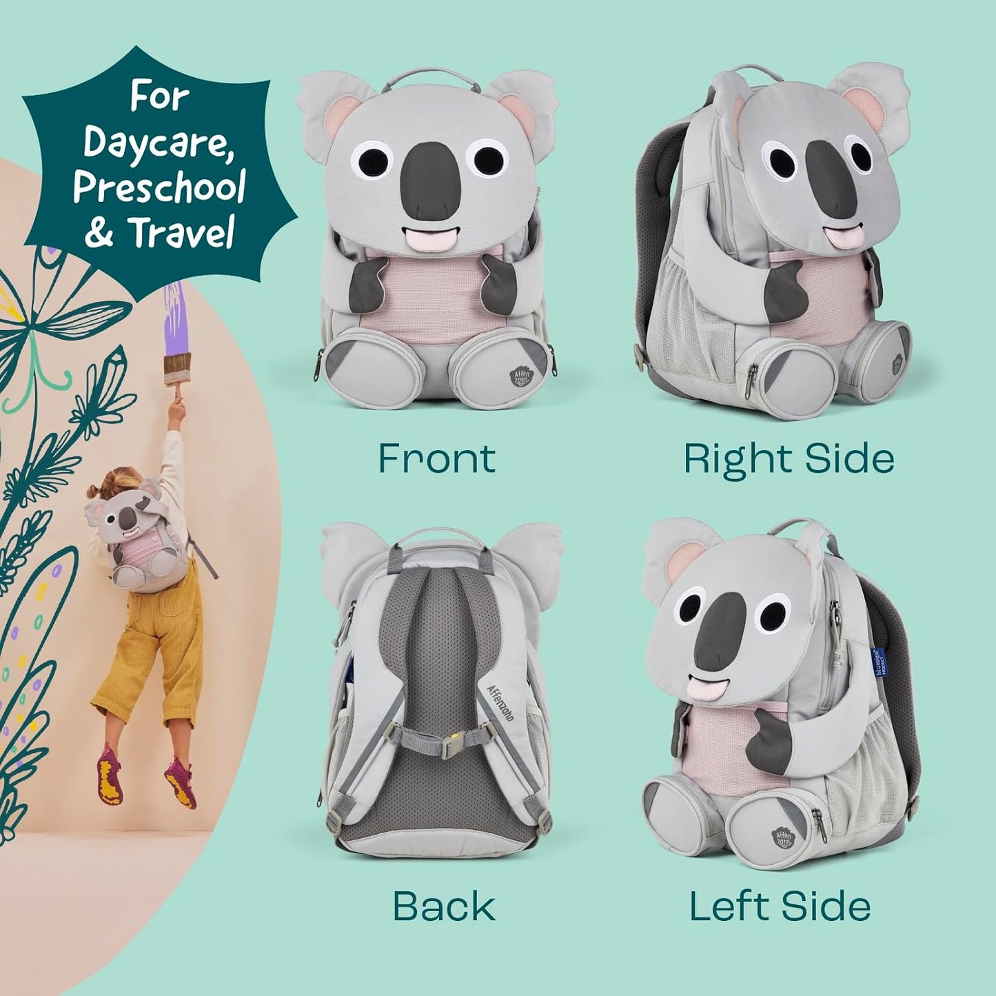 Kindergartenrucksack Grosser Freund, 8 L Koala - Grau