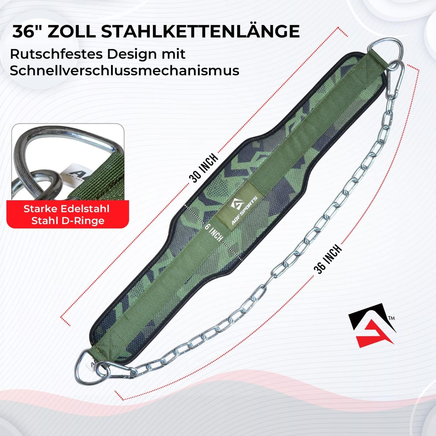 Dip Gürtel mit Stahlkette, Grünes Camo