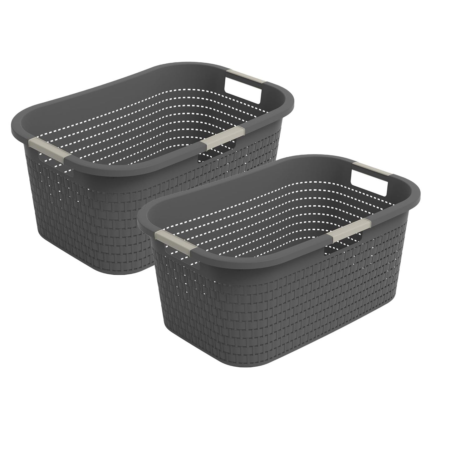 2er-Set Wäschekorb, 40 Liter, Anthrazit