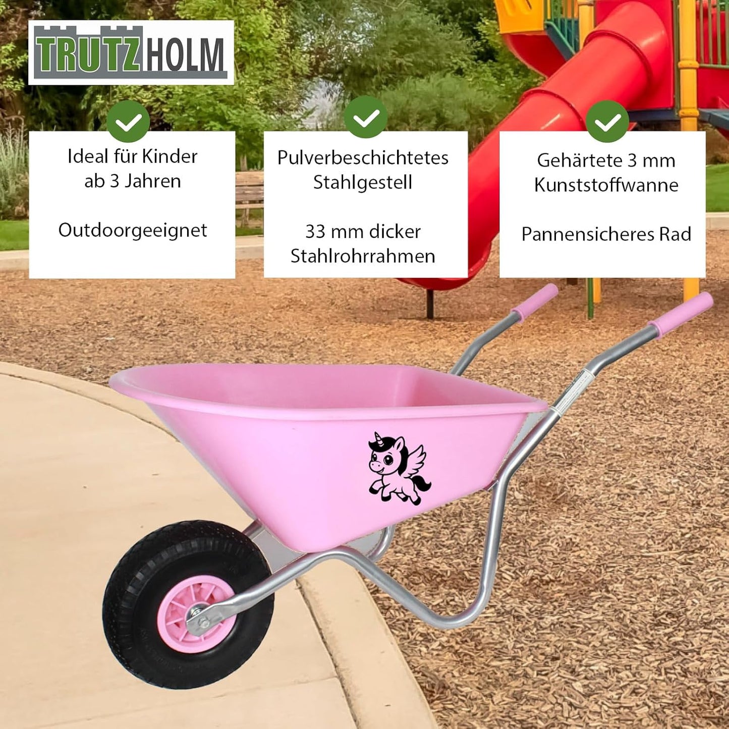Kinderschubkarre mit Vollgummirad, 40 kg Traglast