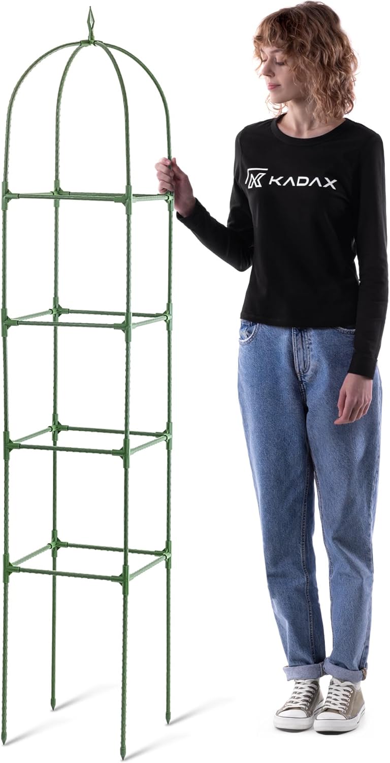 2 x Obelisk-Rankhilfen mit Pflanzenclips, Grün 2 Stück