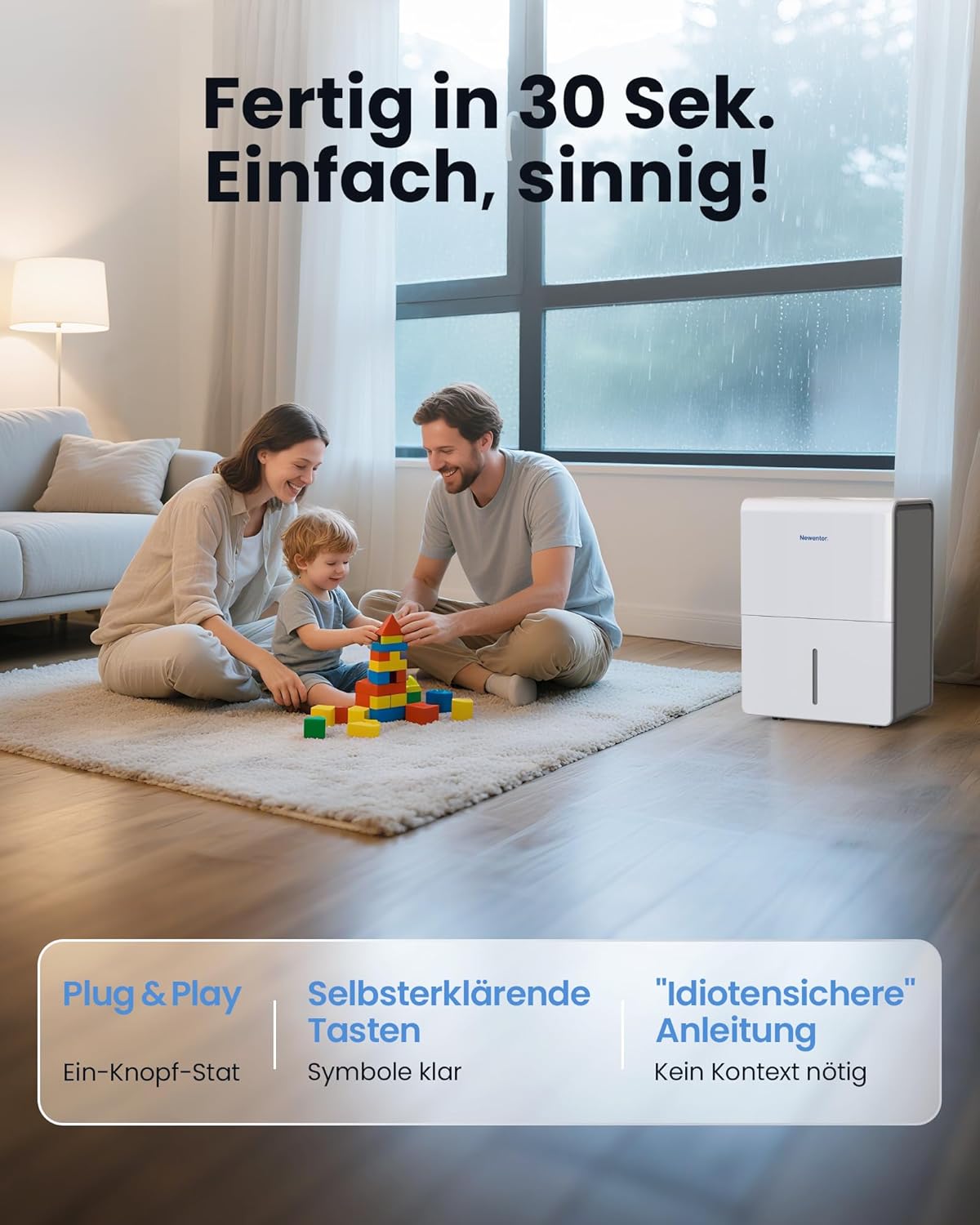 Luftentfeuchter mit Geräuschreduktion, 25L/Tag, EU
