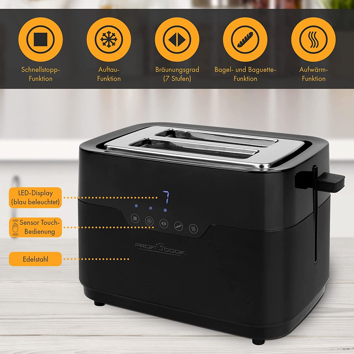 PC-TA 1244, Toaster, Schwarz