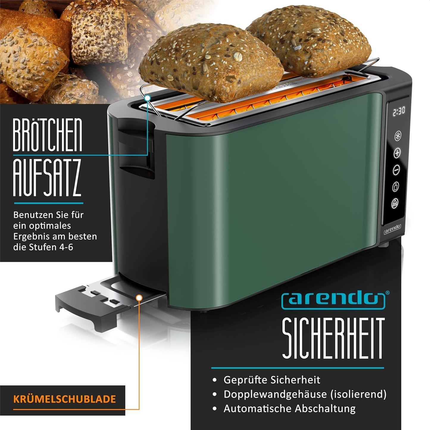 Frühstücksset: Wasserkocher & Toaster mit LED Display