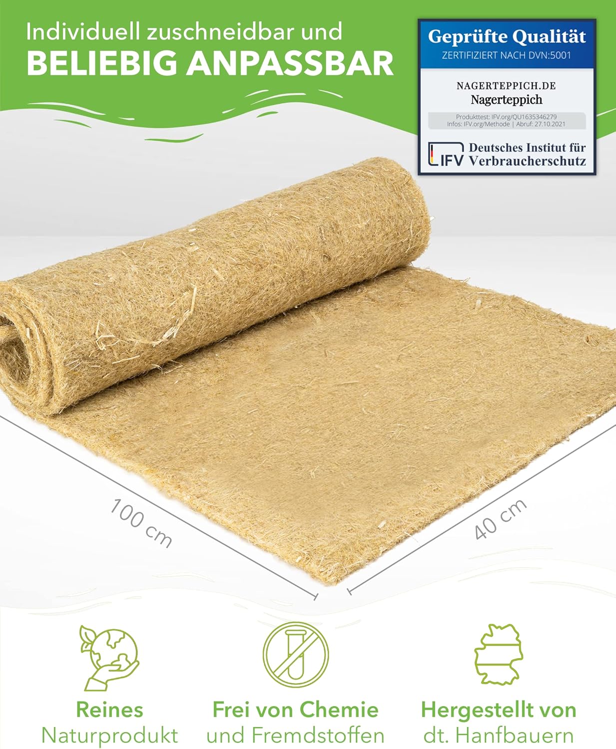 3er-Set Hanf-Nagerteppich, 3 Stück
