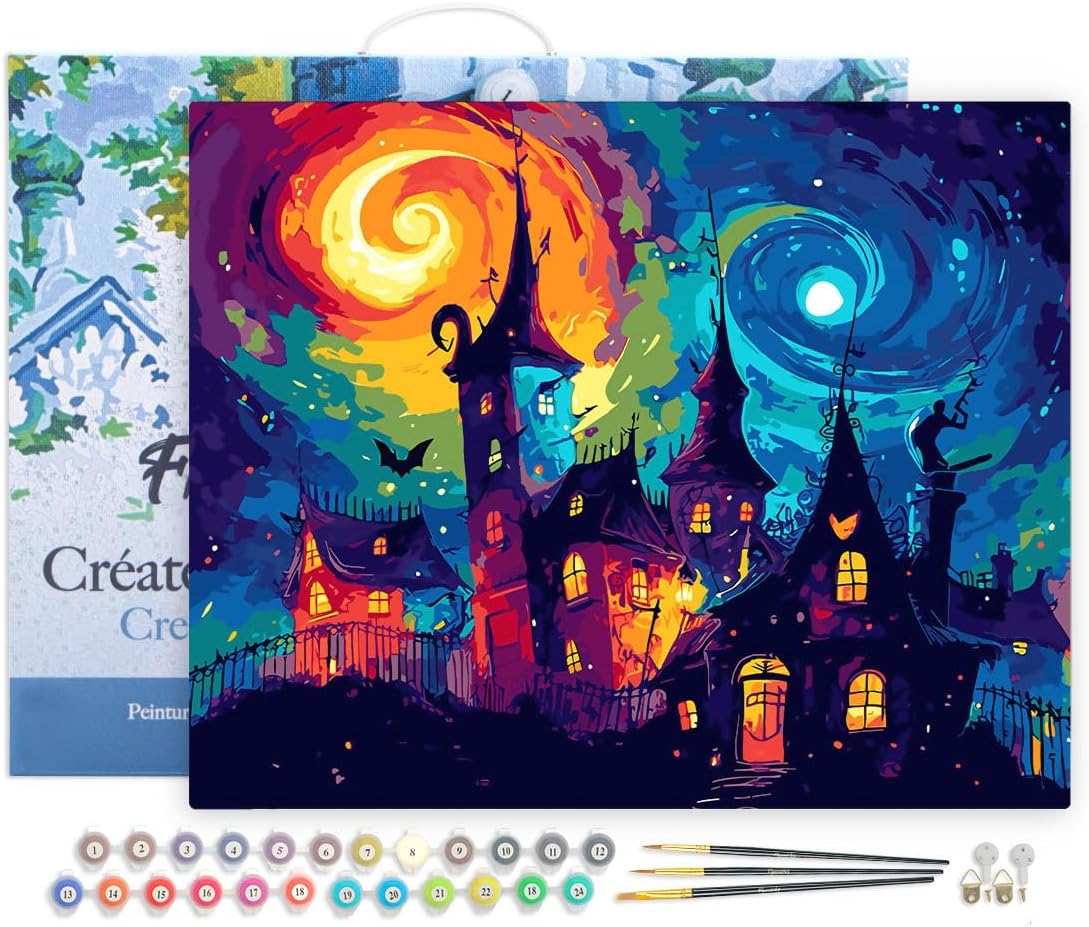 Malen nach Zahlen Set Fantasie Schloss, Fantasie Schloss 40x50cm Mit Rahmen (bereits gespannt)