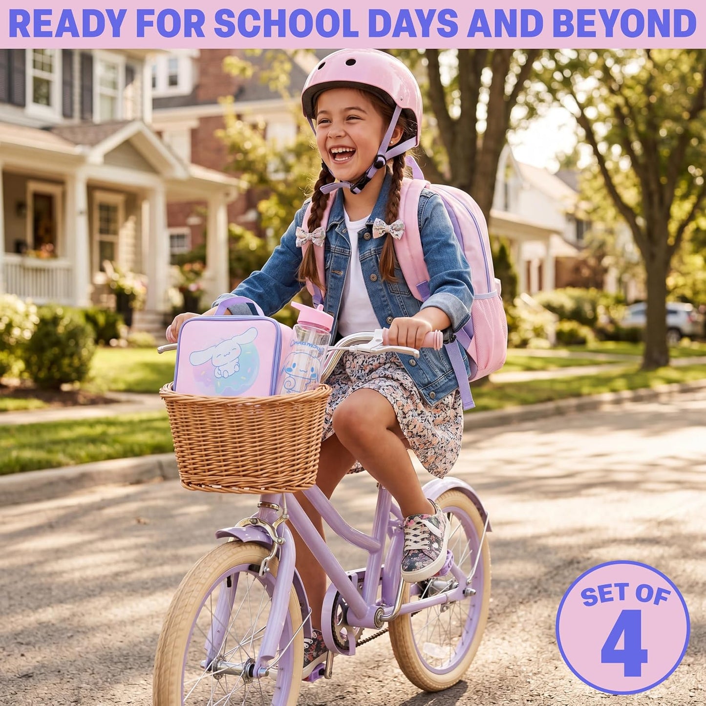 Kinderrucksack-Set mit Trinkflasche & Lunchtasche, Multi Cinnamoroll