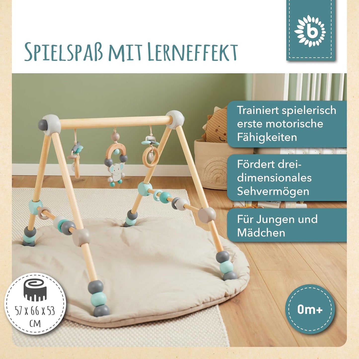 Höhenverstellbares Baby Holzspieltrapez, Blau