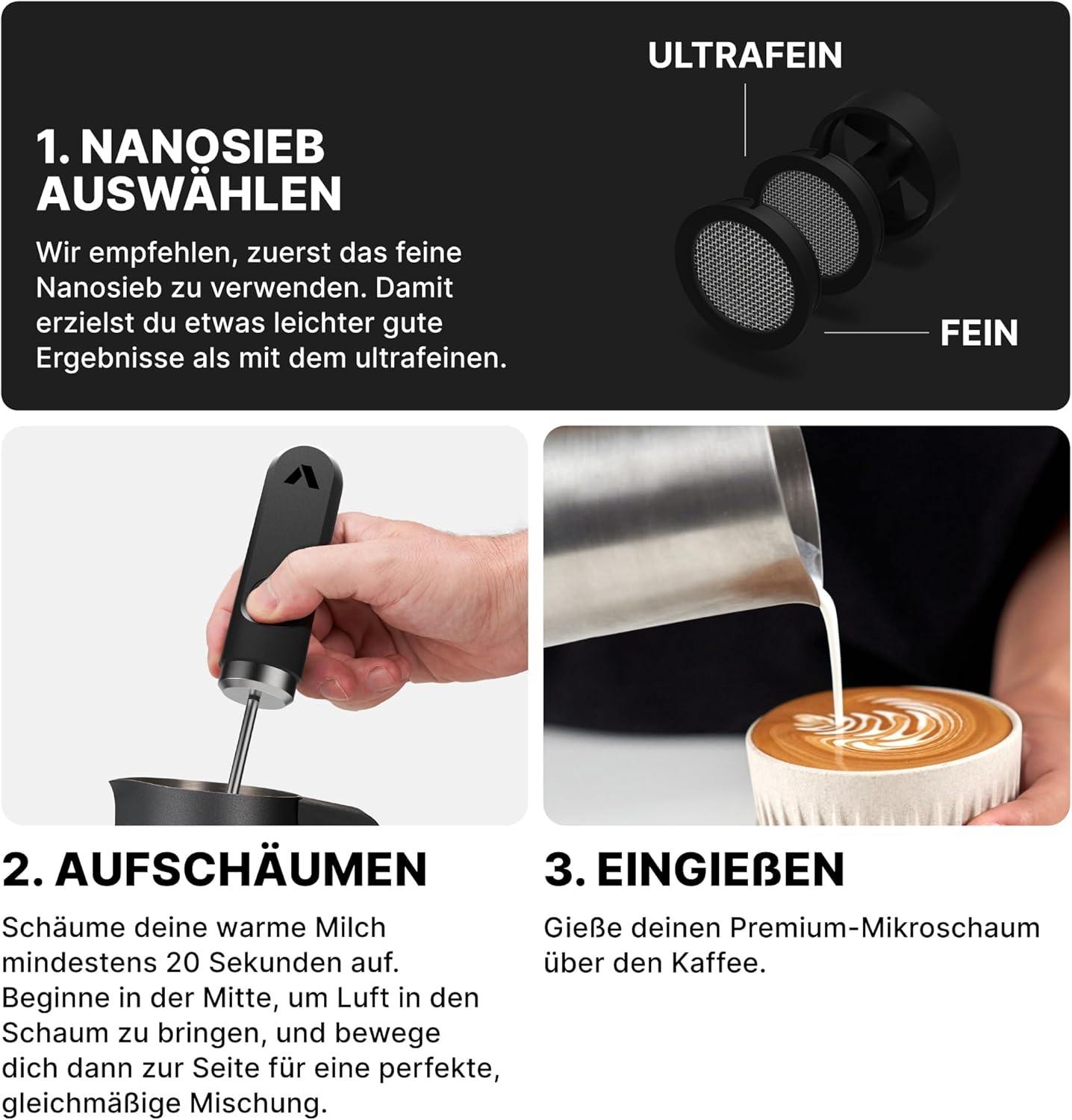 NanoFoamer V2 Black Milchaufschäumer, NanoFoamer V2