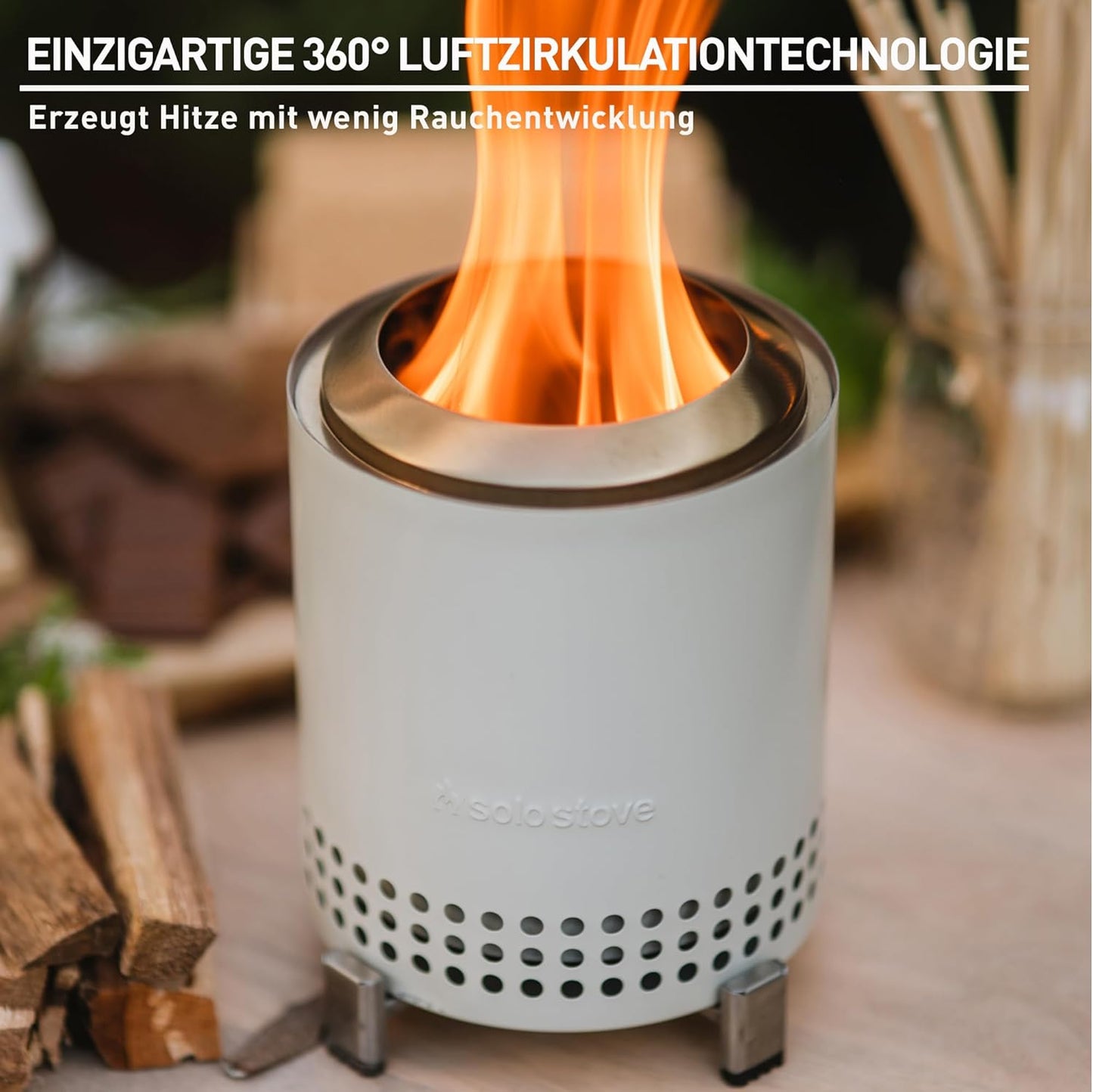 Tisch-Feuerstelle mit Ständer, Mesa Tief Olive