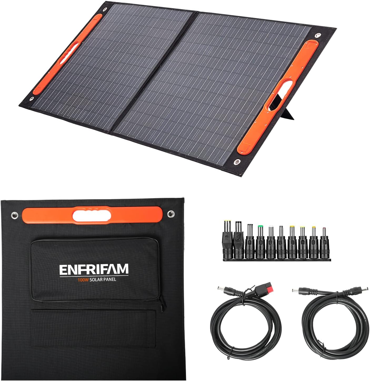 Faltbares Solarpanel mit USB/DC Ausgängen, 100w Orange
