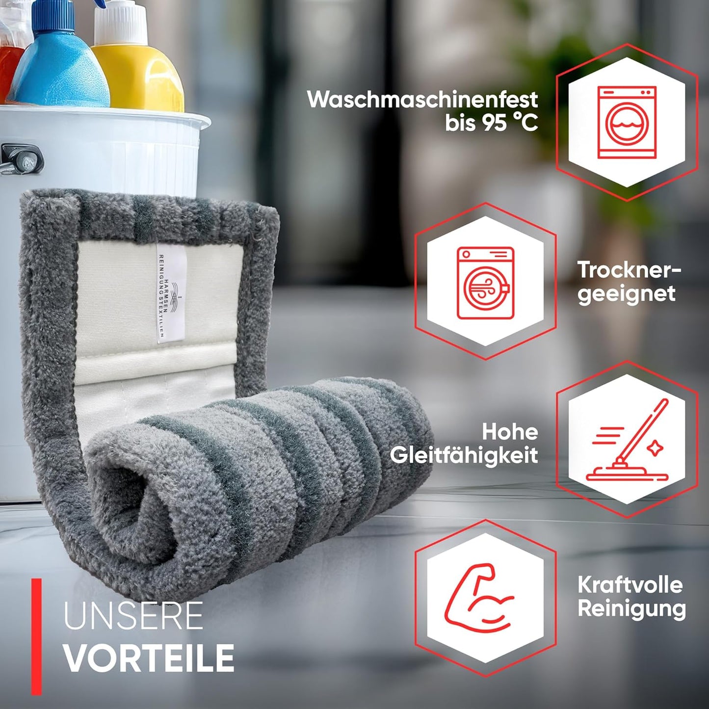 Wischmopp-Bezüge für starke Verschmutzungen 5er Set, Starke Verschmutzung 40 cm - 5 Stück