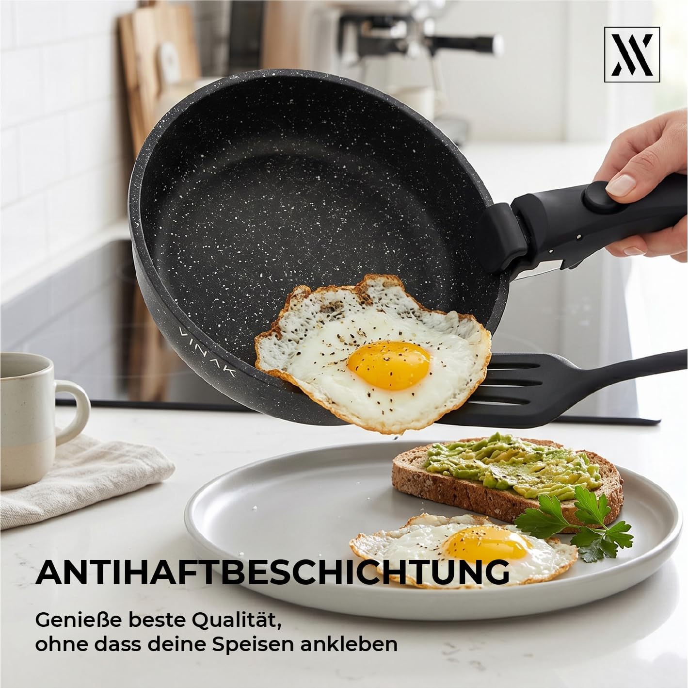 Bratpfannen-Set mit abnehmbarer Griff und Silikonutensilien