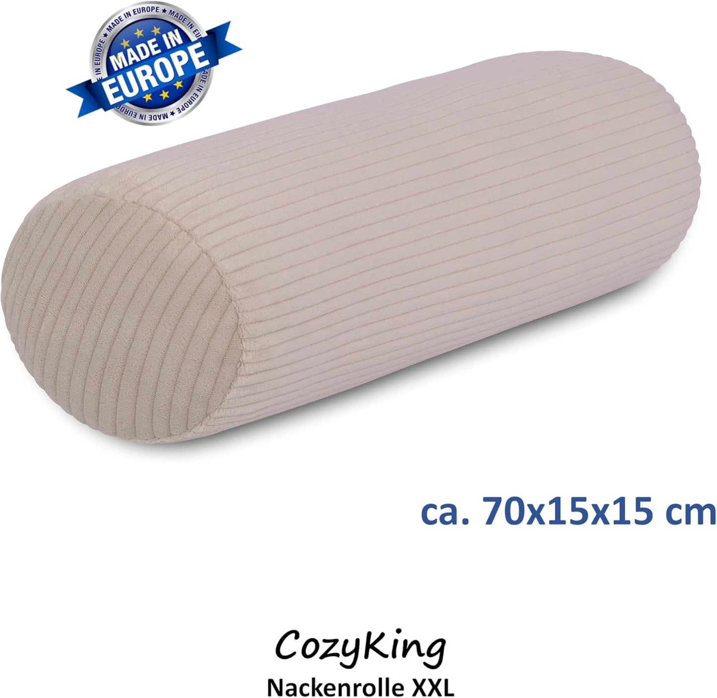Nackenrolle in Cord Optik, Cord Cream 15 x 70 cm
