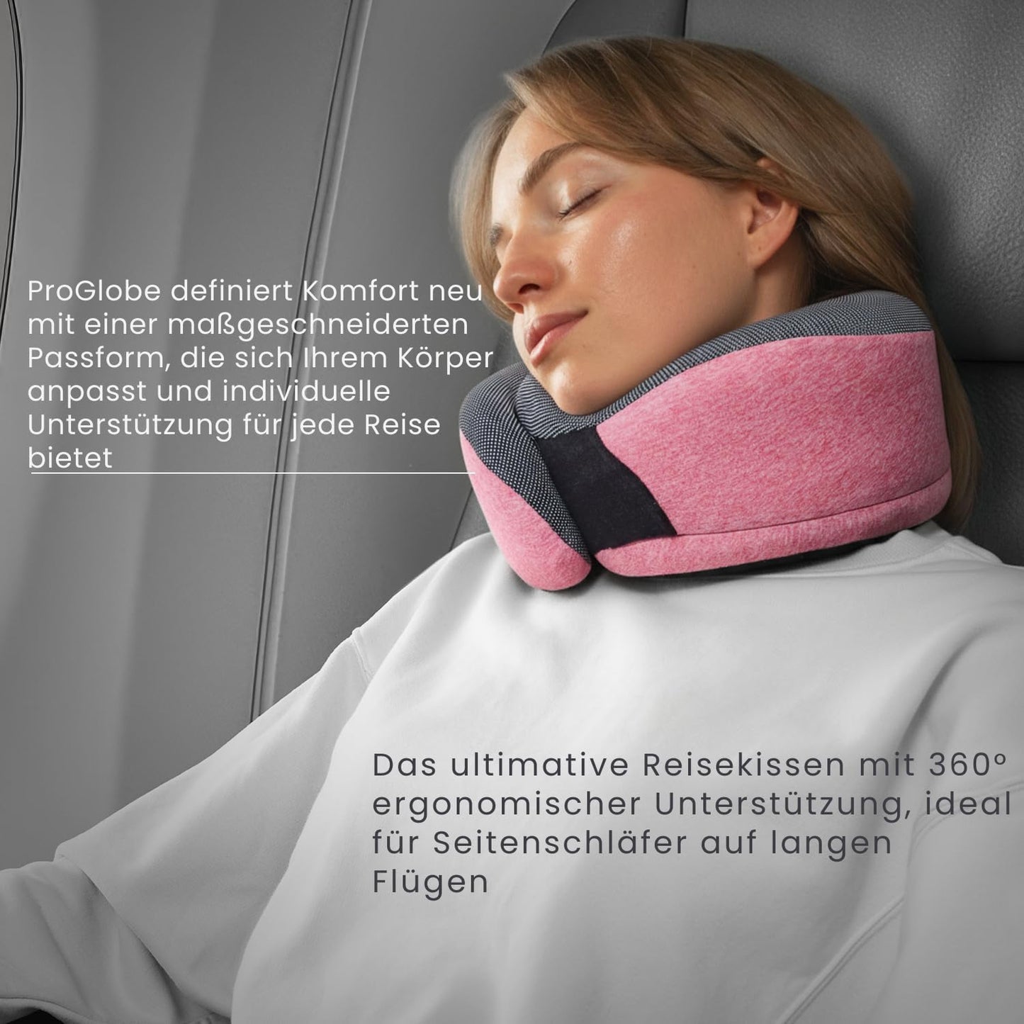 Nackenkissen und Schlafmaske, Rosa