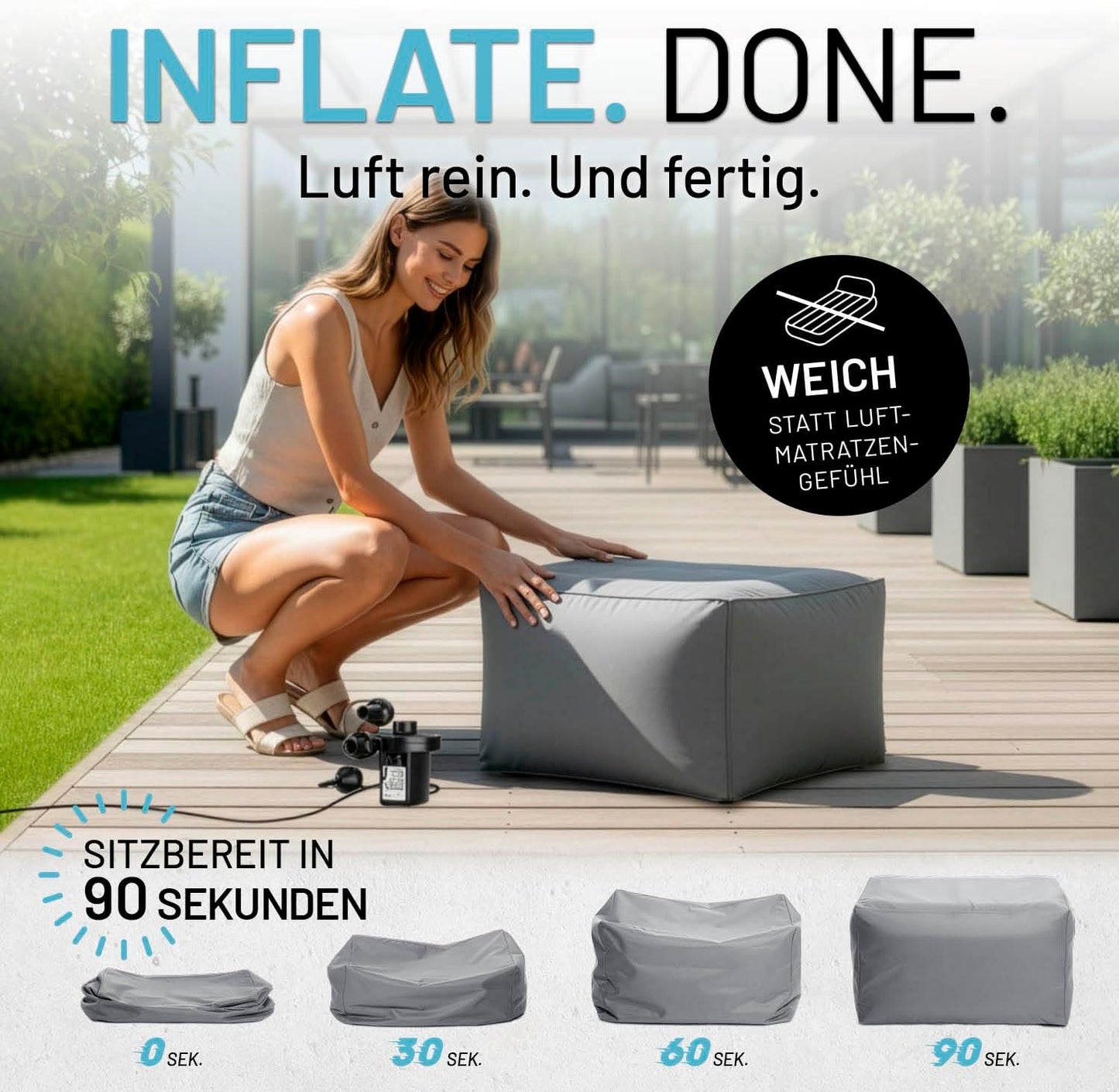 Aufblasbarer Outdoor-Campinghocker, Hocker (60x45x35 cm)