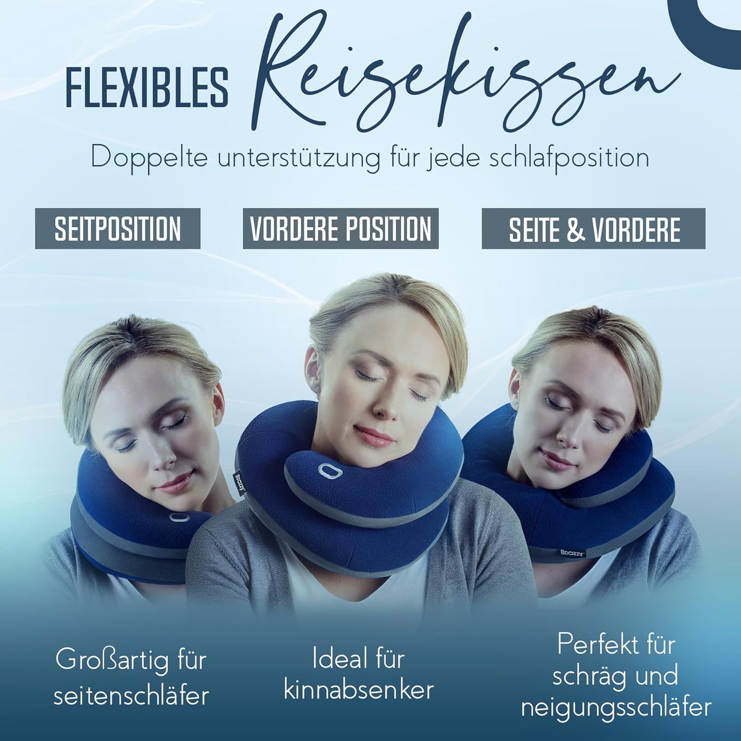 Bequemes Flugzeug-Reisekissen, Large (Adults) Schwarz Tinte