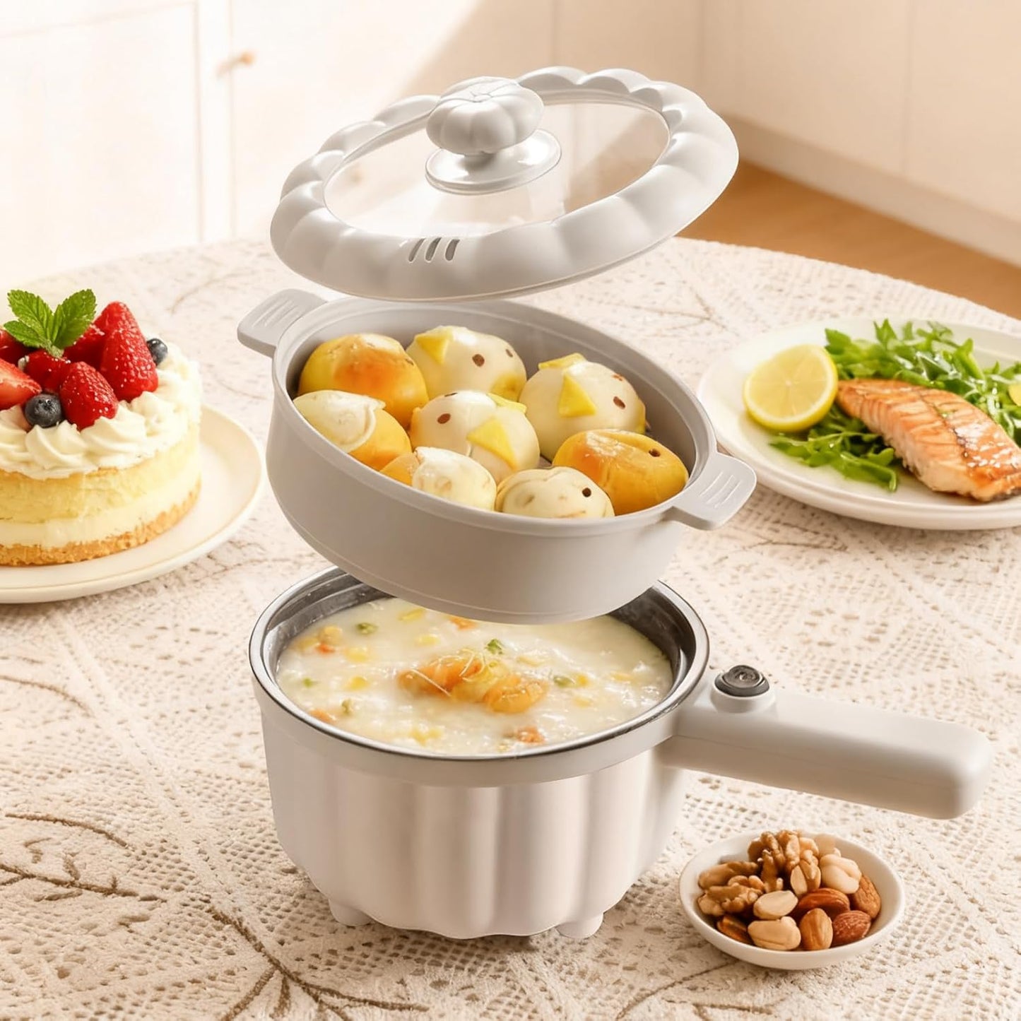 Elektrischer Hot Pot Multikocher mit Dampfgarer