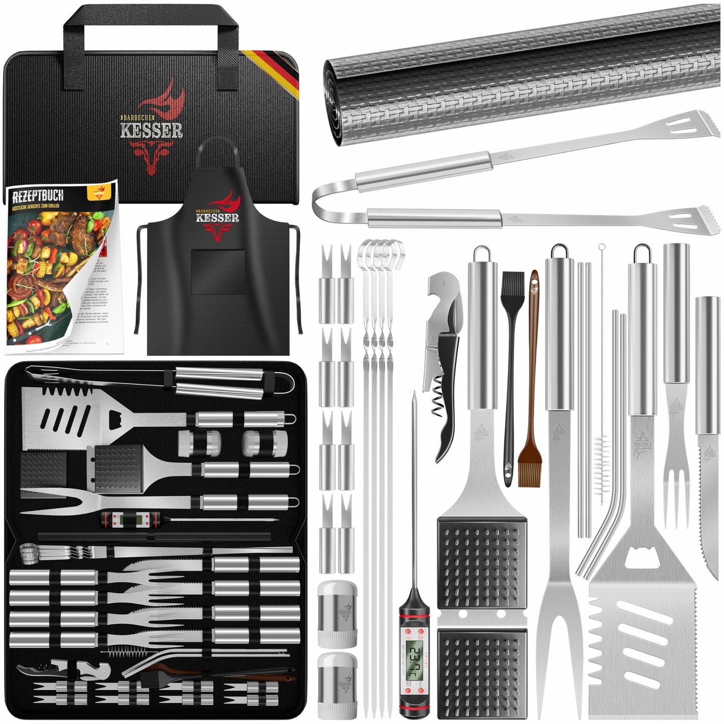 Grillbesteck Set, Silber