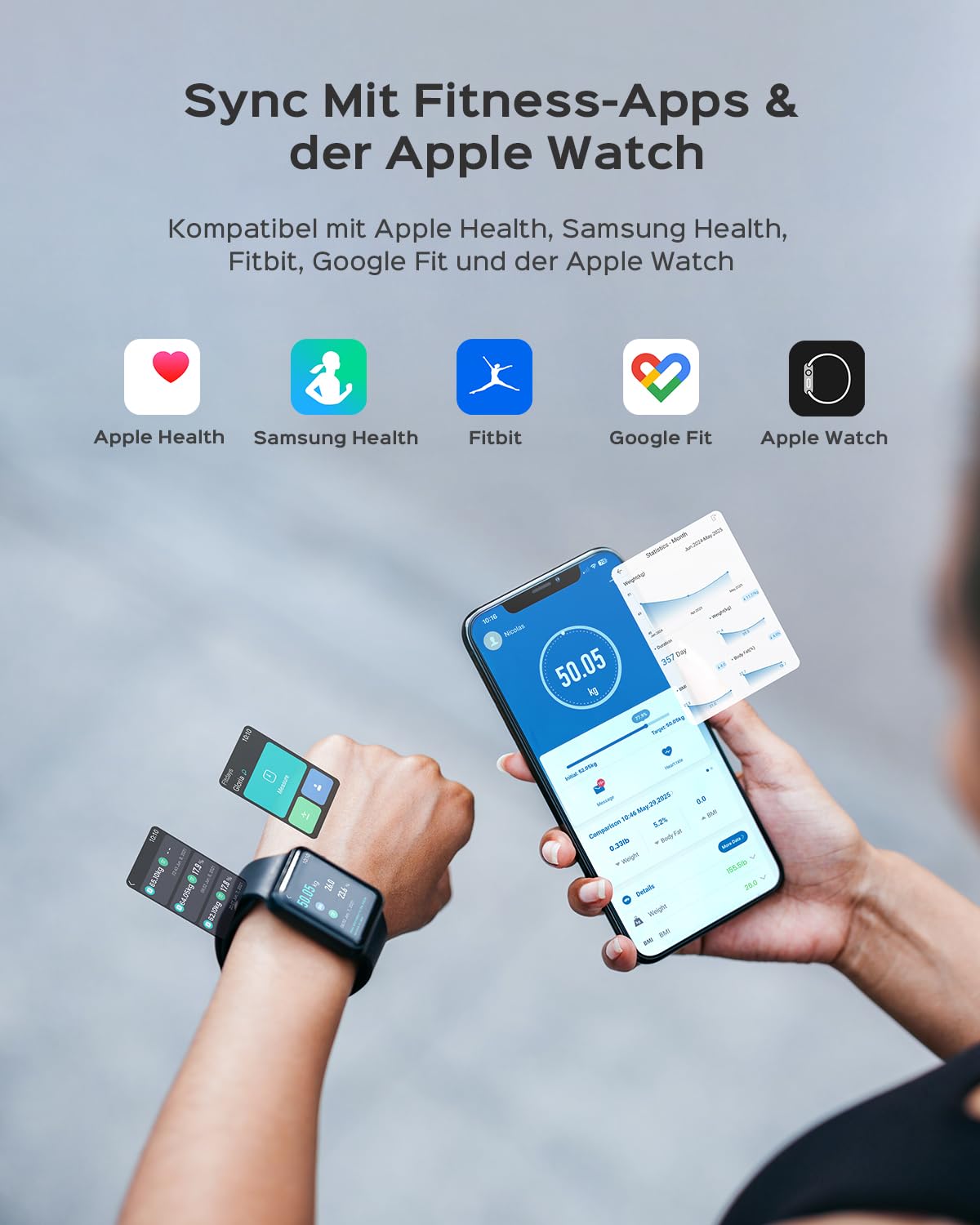 Digitale Körperanalysewaage mit Bluetooth (8-in-1)