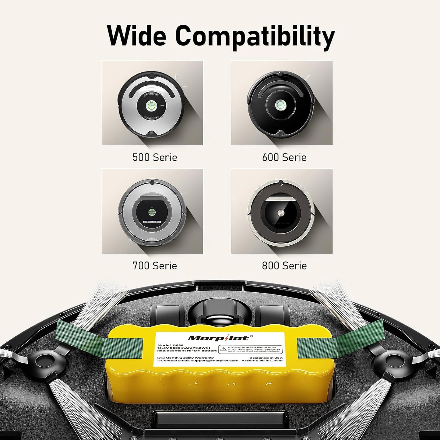 Ersatzakku für iRobot Roomba 500er-, 600er-, 700er- & 800er-Serie, 5500mAh