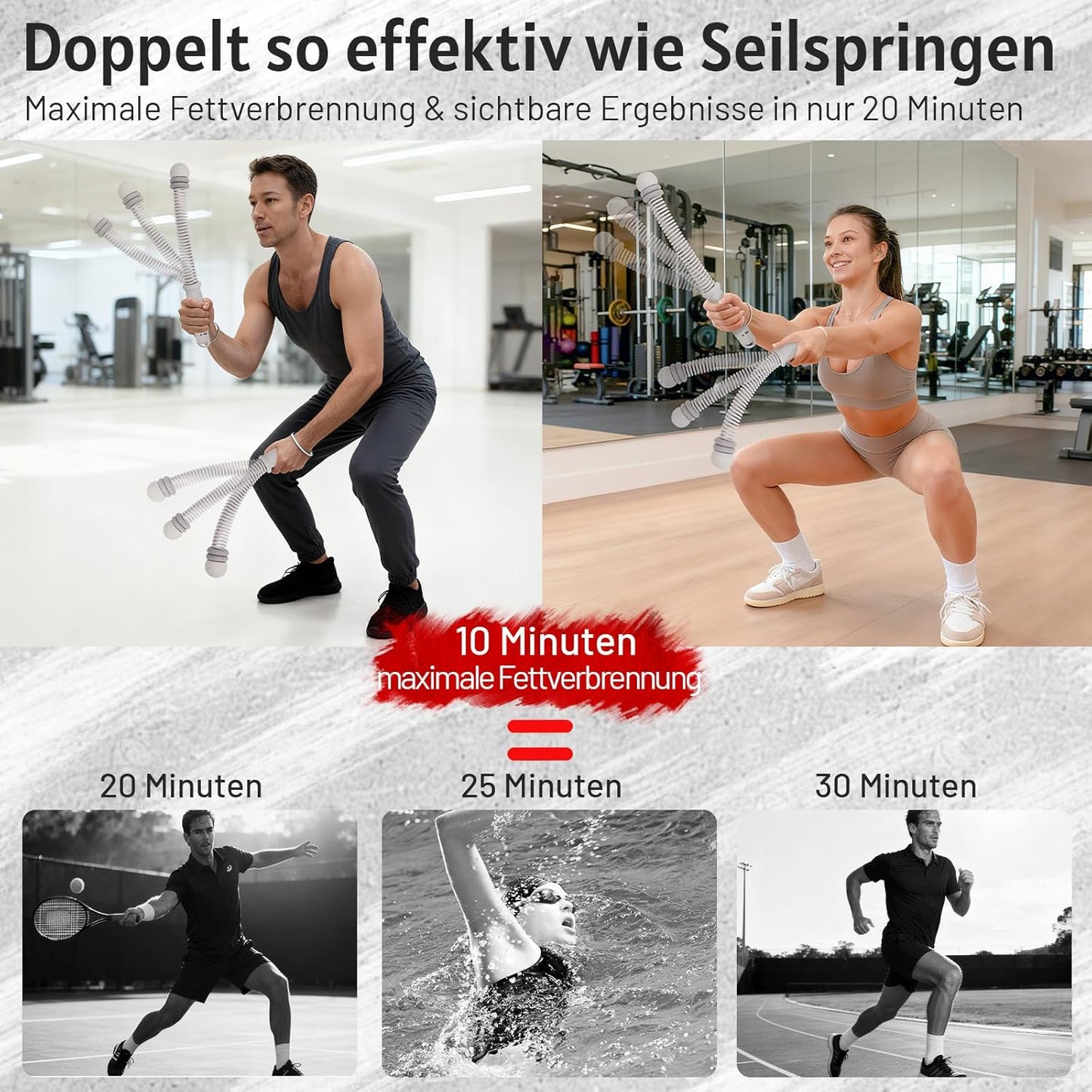 Ropeless Battle Rope für Krafttraining und HIIT, Grau