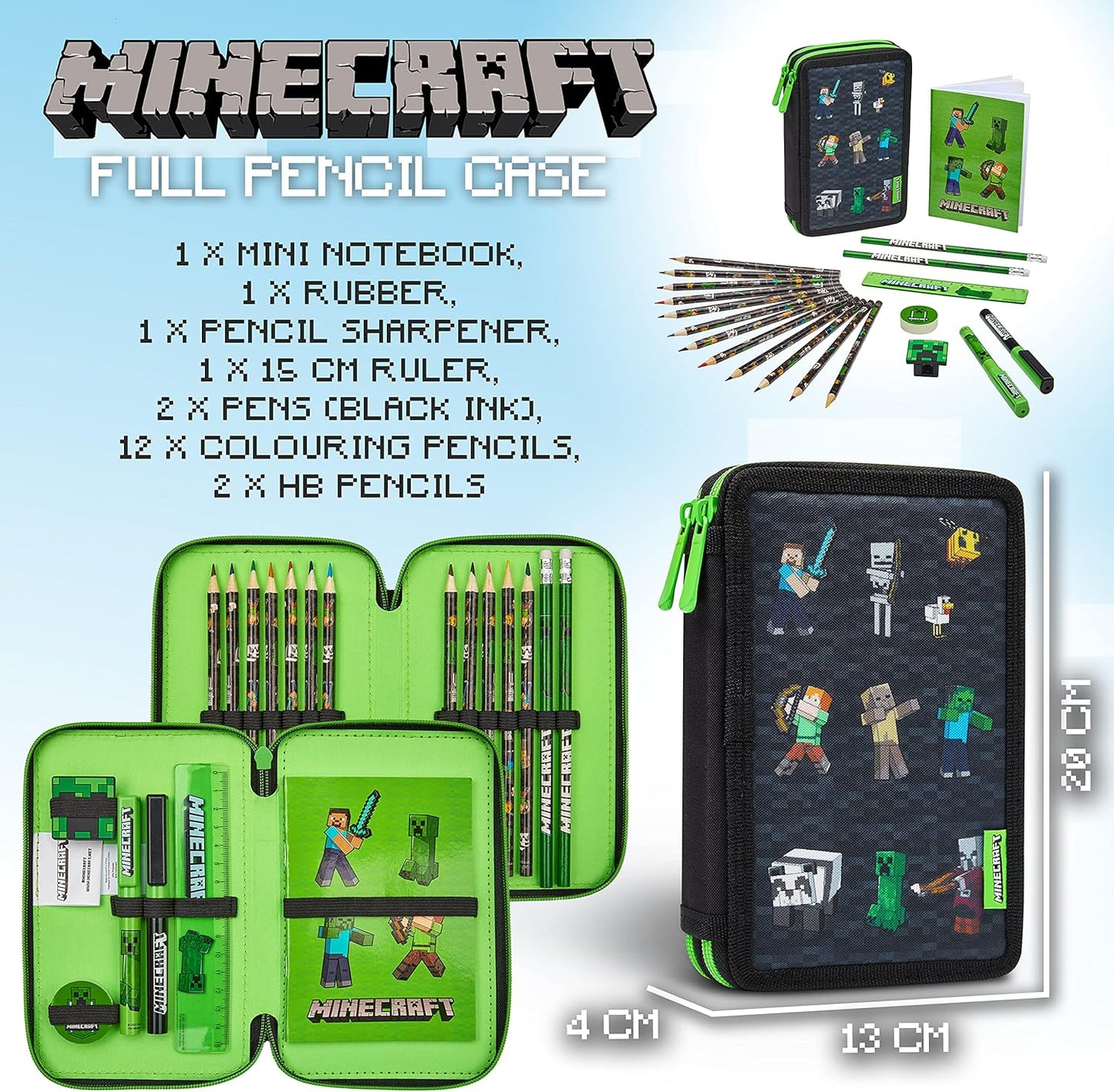 Federmäppchen Creeper für Kinder und Teenager, Schwarz