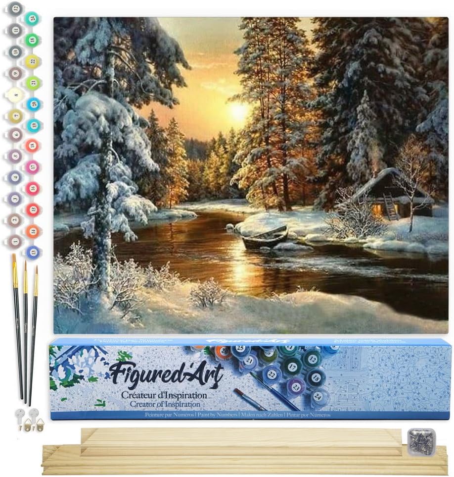 Malen nach Zahlen - Sonnenuntergang im Wald, Sonnenuntergang im Wald 40x50cm Mit Keilrahmen (nicht gespannt)