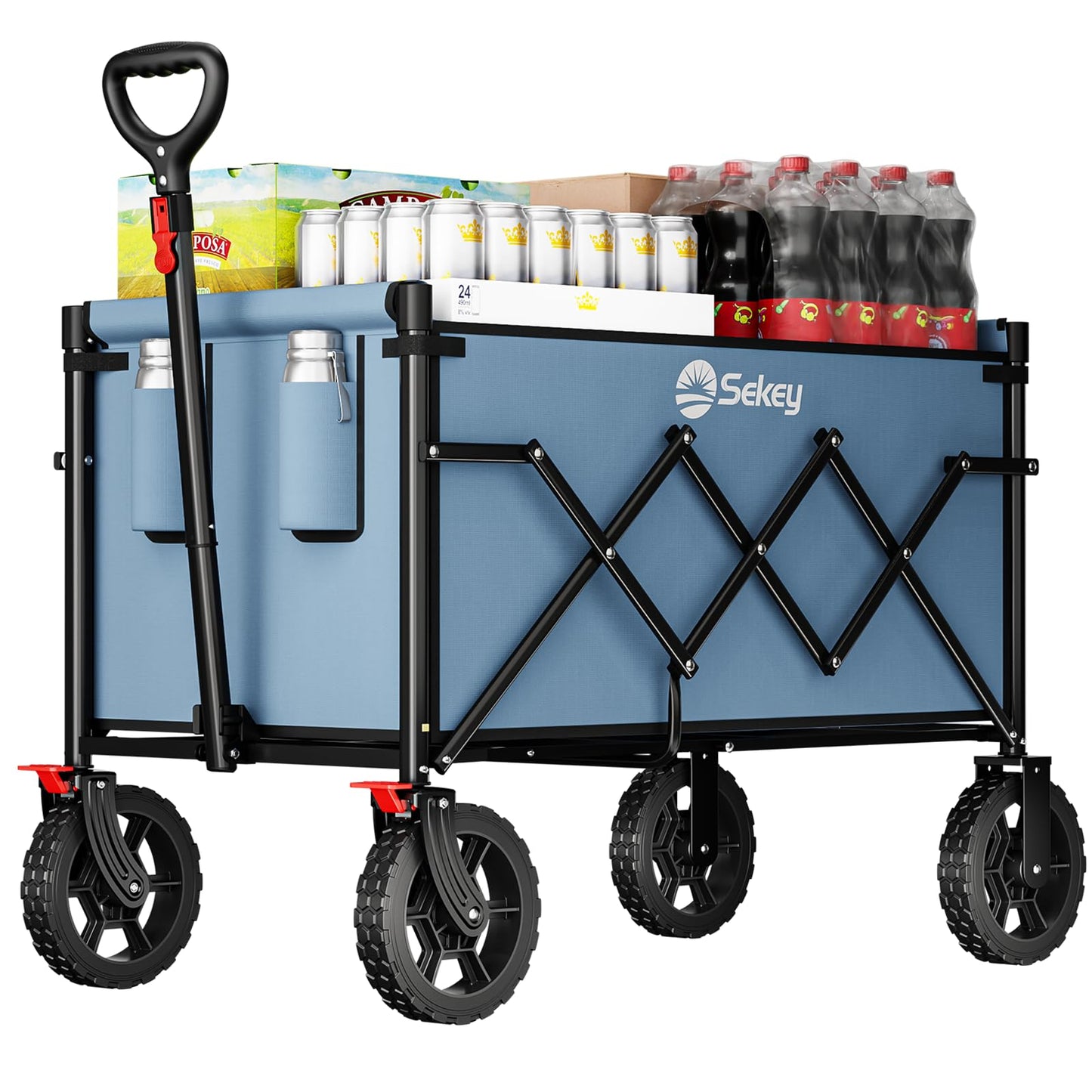 Faltbarer Bollerwagen mit Bremse 120L 100kg, Blau 120L