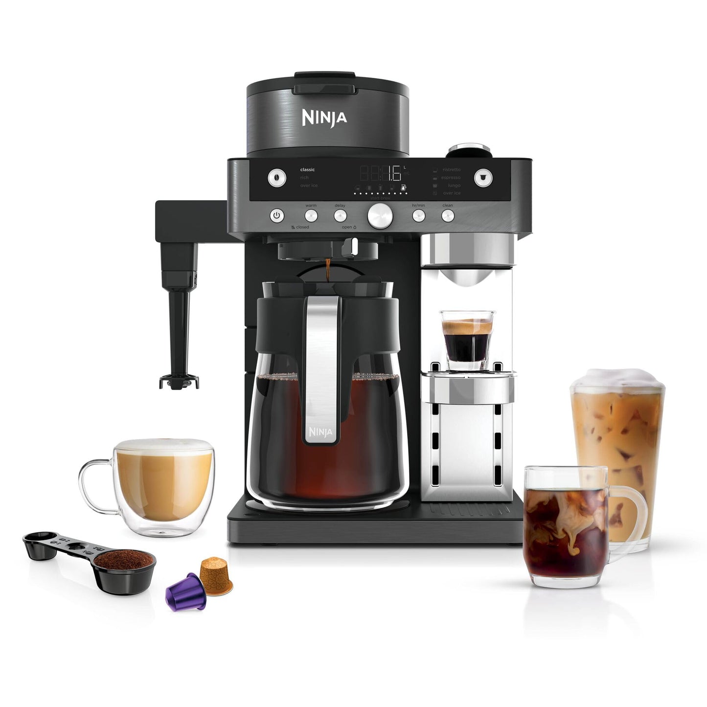 Filterkaffee und Kapselmaschine CFN802EUGM, Grau-metall
