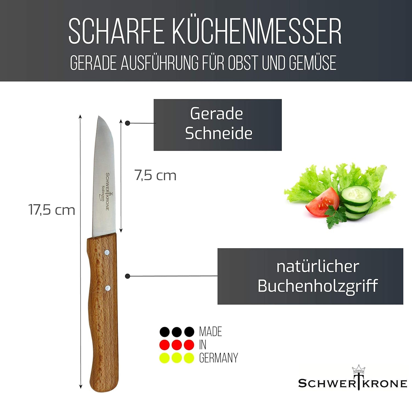 Premium Schälmesser-Set (gebogen & gerade), 2 2,5" / 3" gebogen - gerade