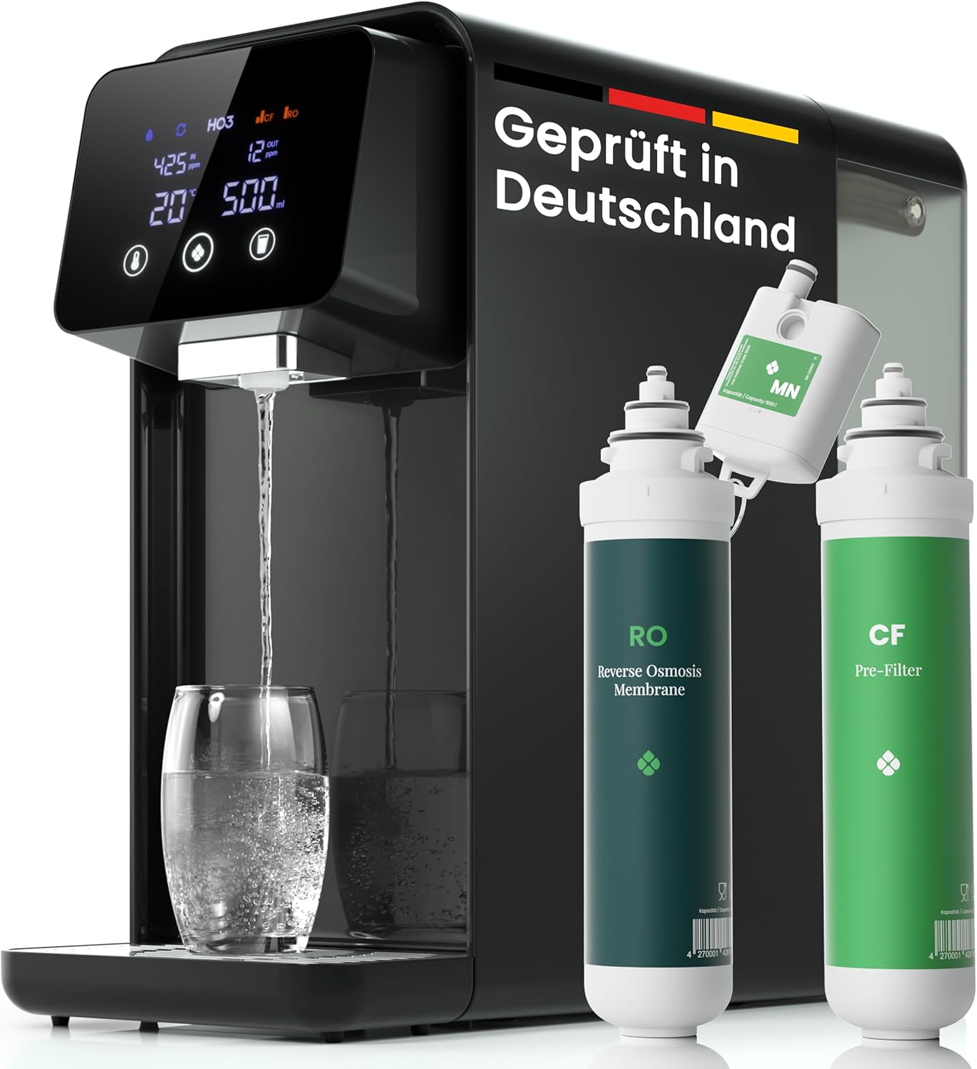 Osmose Trinkwasseranlage mit MicroShield Filtertechnologie, Schwarz